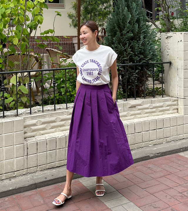 Baslac color pintuck skirt