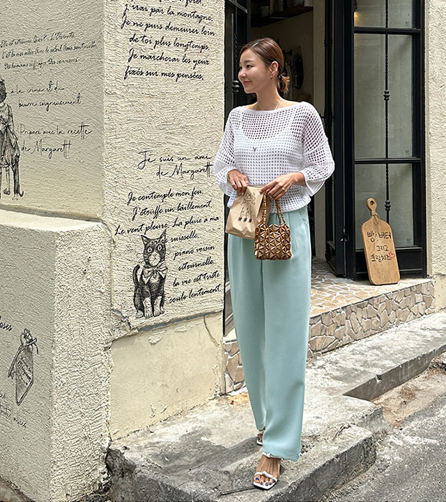 Limon boat neck net knit