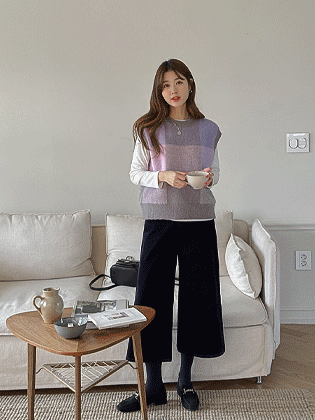 checked brush knit vest