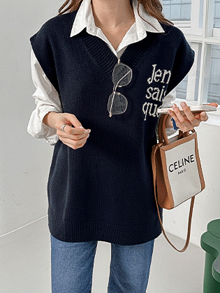 Jeune lettering knit vest