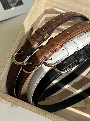 BB Silver Buckle Slim Belt