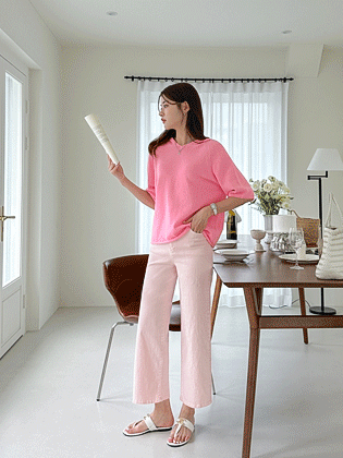 Ash Dying Straight Wide Cotton Pants
