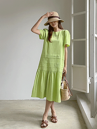 Sherbet shirring long dress