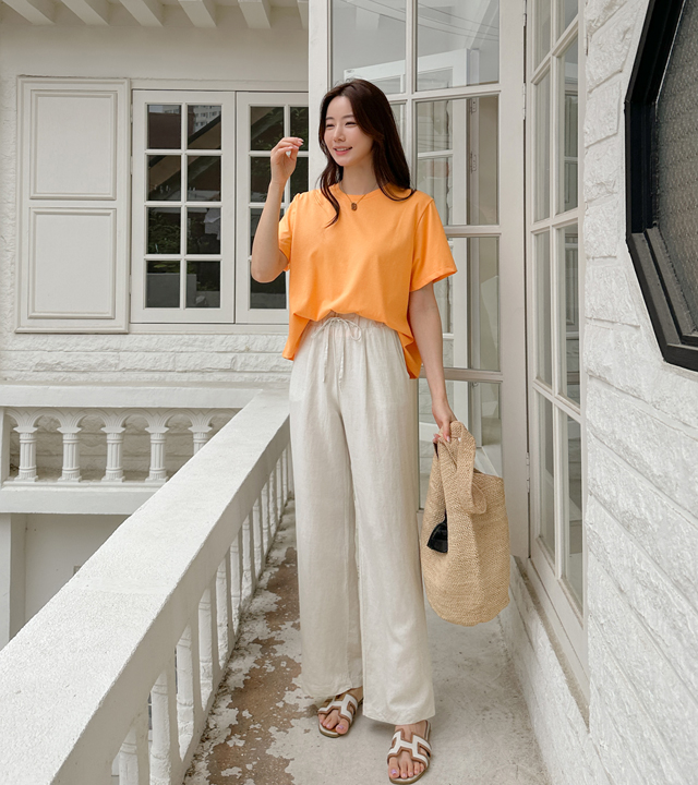 Tencel linen wide pants