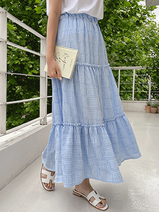 Seersucker Cancan Check Skirt