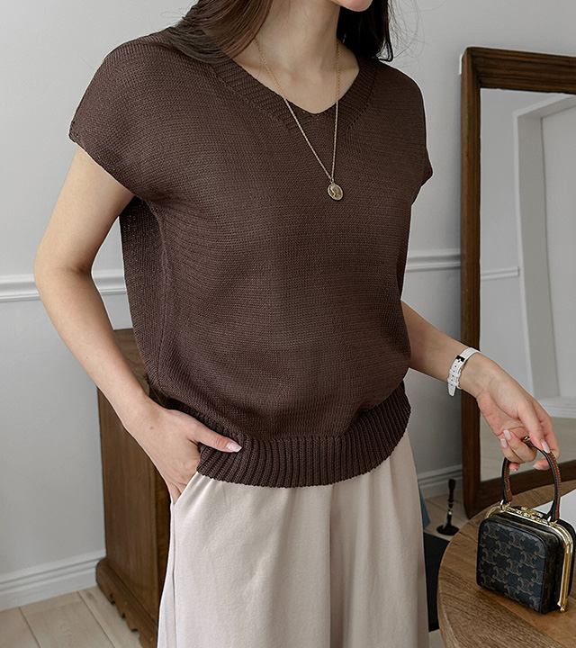 Double-headed V-neck vest knit