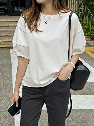 puff stitch 5 piece tee