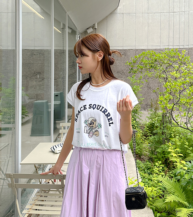space print cap sleeve tee