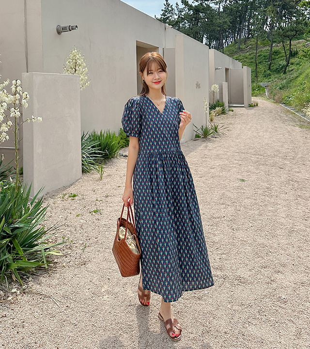 Palm tree puff dress