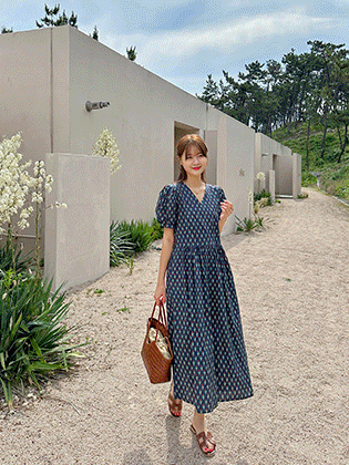 Palm tree puff dress