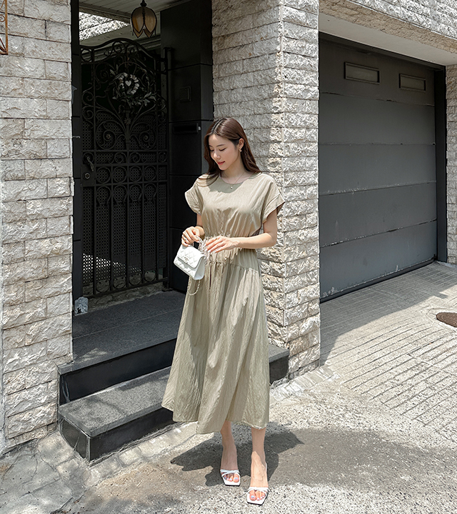 Mood cap sleeve shirring dress