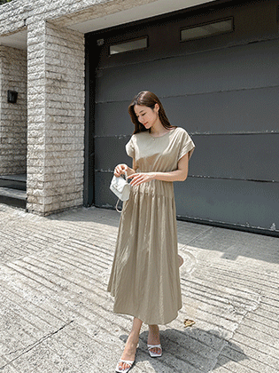 Mood cap sleeve shirring dress