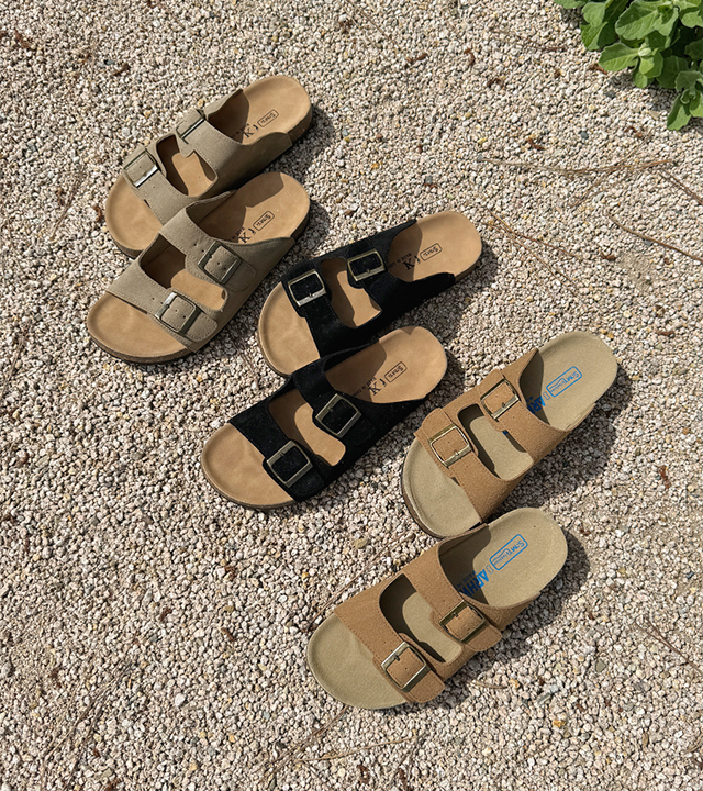 Birken double buckle slippers