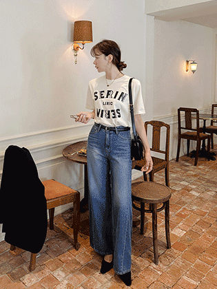 Spangle lettering short sleeve tee