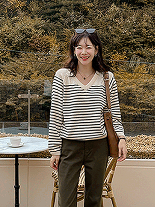 Delight V-neck Striped Knit