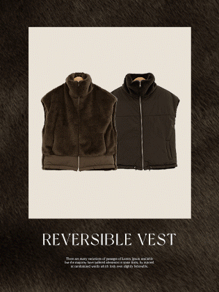 Fur color blocking double-sided padded vest