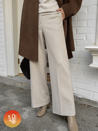 Herringbone twill fleece slacks