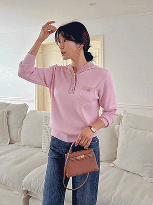 Evelyn Pearl Color Hooded Knit