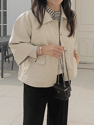 Eco leather 7-quarter jacket