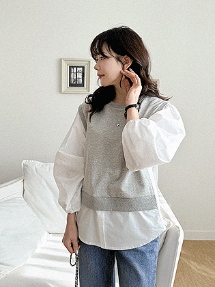 Annuel Puff Color Block Blouse