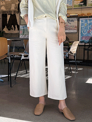 Spring semi-wide cotton pants