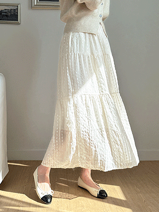 Fringe lace chiffon skirt