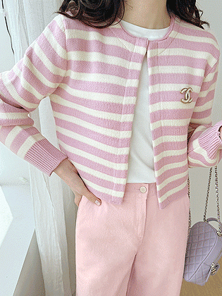 Flat Stripe Knit Cardigan