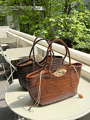 [Poyongbaek] Leather weaving bag