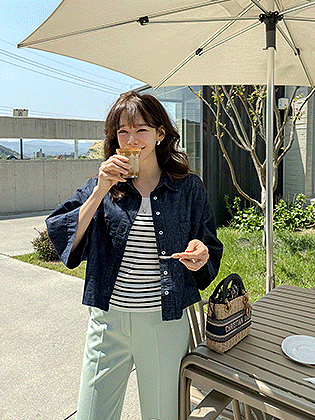 Brush denim shirt jacket