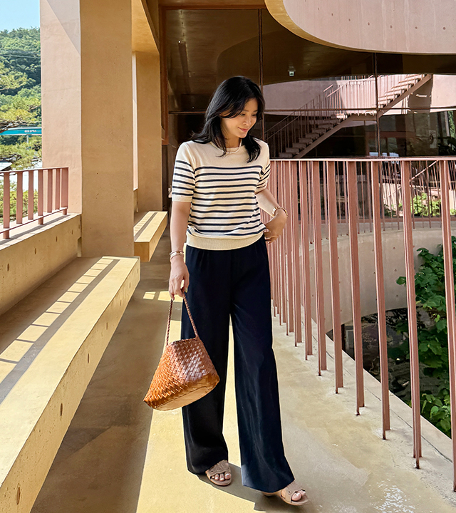 Lena Stripe Short Sleeve Knit