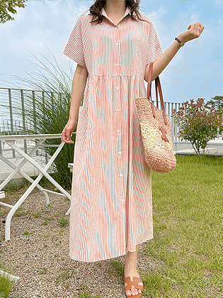 Seersucker Striped Shirt Dress