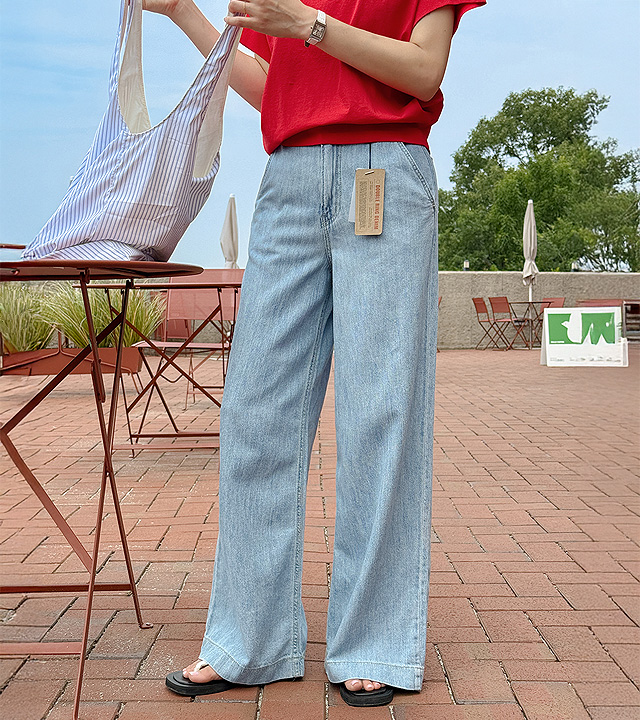 [MADE] Linen-like flare denim pants 