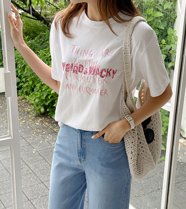 Sequin Lettering Silket Tee