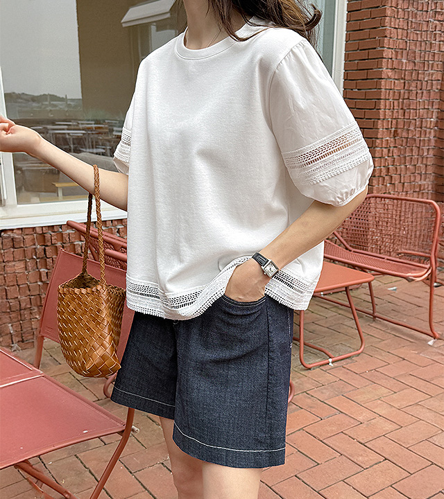 Torsion Lace Puff Tee