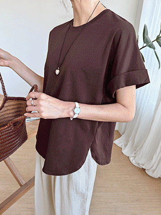 Roll-up silk short sleeve tee