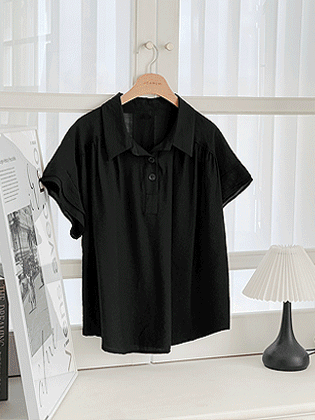 Nature Collar Shirring Blouse