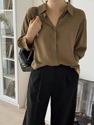 Rust Collar Shirring Blouse 