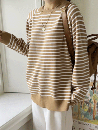 Delia Stripe Man to Man Knit