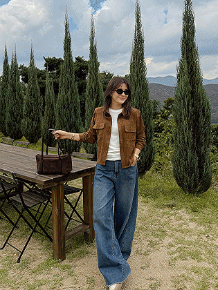 Sierra Suede Shirt Jacket (Necklace Set)
