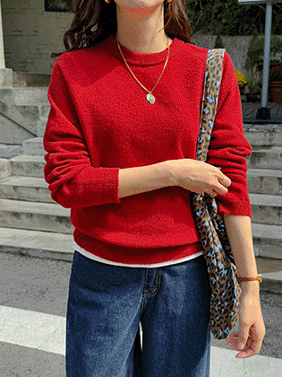 Multi-color knit (2 types: round neck/V-neck)