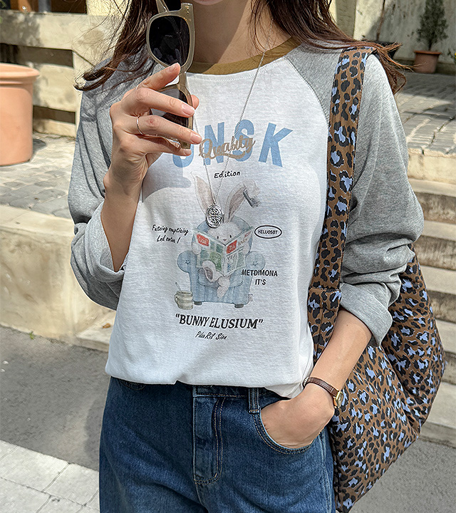 Bunny color block raglan tee 