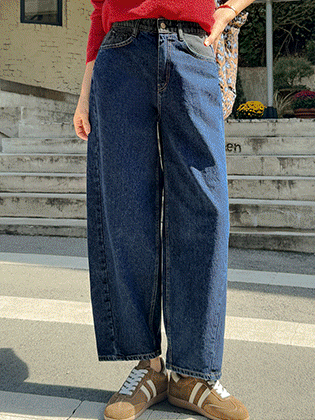 Waist color block curve fit denim