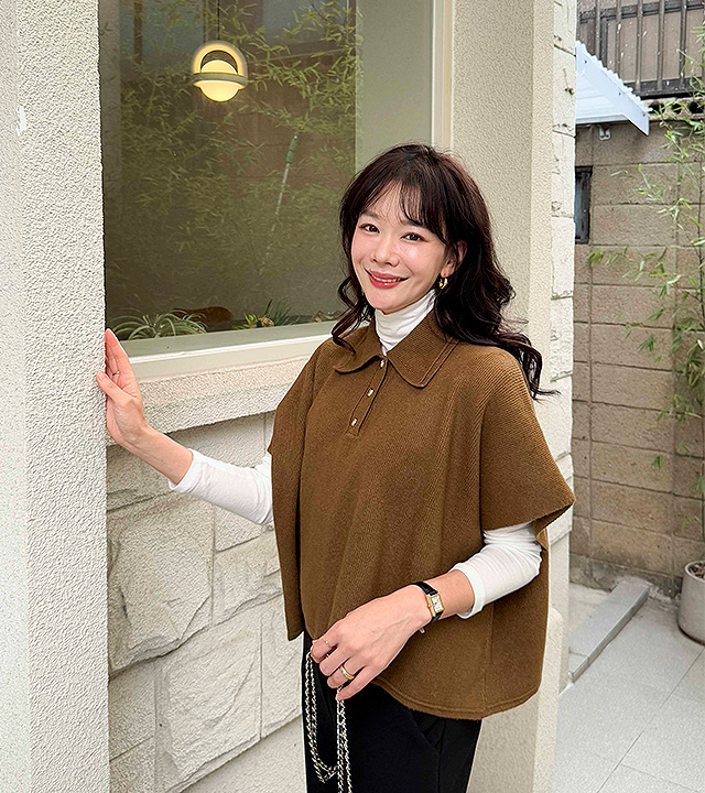 Sienna Collar Poncho Knit