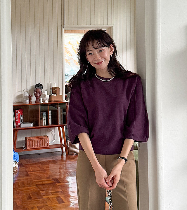 Rosy Balloon Sleeve Knit