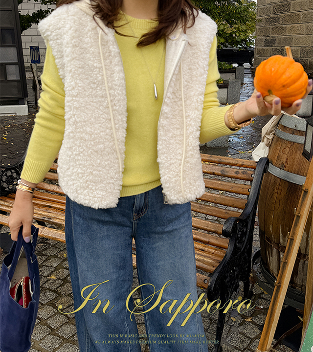 Fuzzy Knit Hooded Fleece Vest