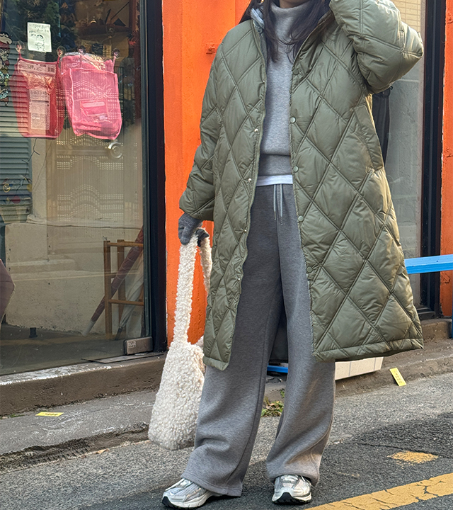 Quilted hooded long padded jumper