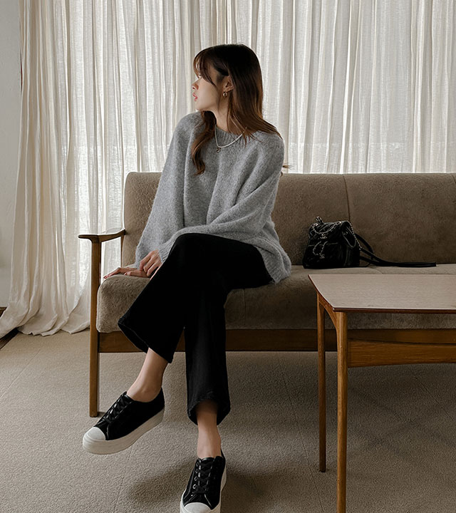 Zero-cut fleece bootcut denim