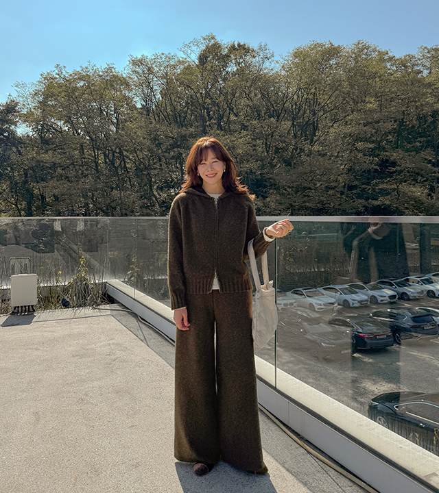 Lounge Zip-Up Wool Knit Set