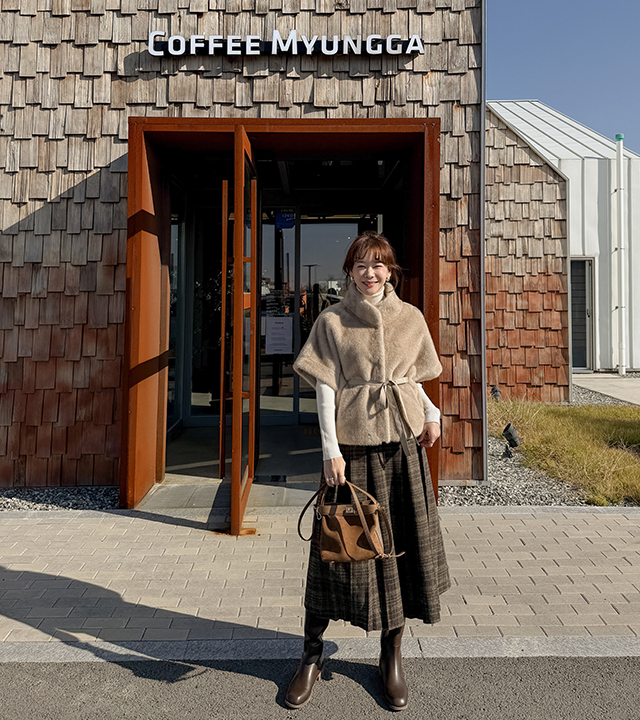 Elo wool check skirt