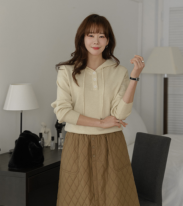 Lua Button Hooded Knit